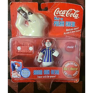 1998 Coca-Cola Wind-up Polar Crew Boom Box Bear Dancing Arms & Head Move New